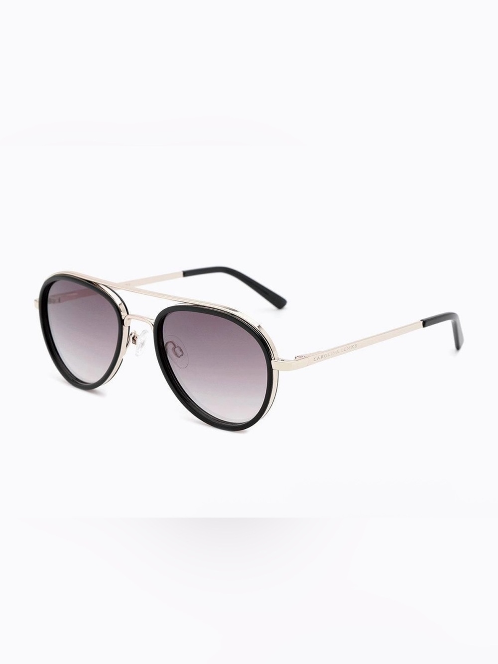 Carolina Lemke Round Aviator Sunglasses in Black and Silver